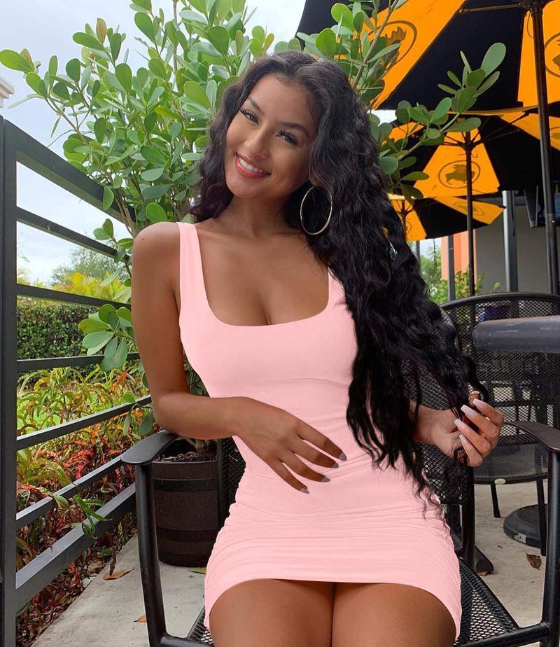 GOBLES Women's Casual Summer Sleeveless Mini Sexy Bodycon Tank Club Dress Pink - Image 2